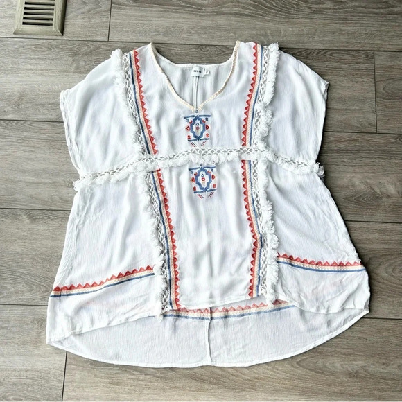 Australian Designer Suboo Embroidered Boho Blouse With Fringe - Picture 4 of 13